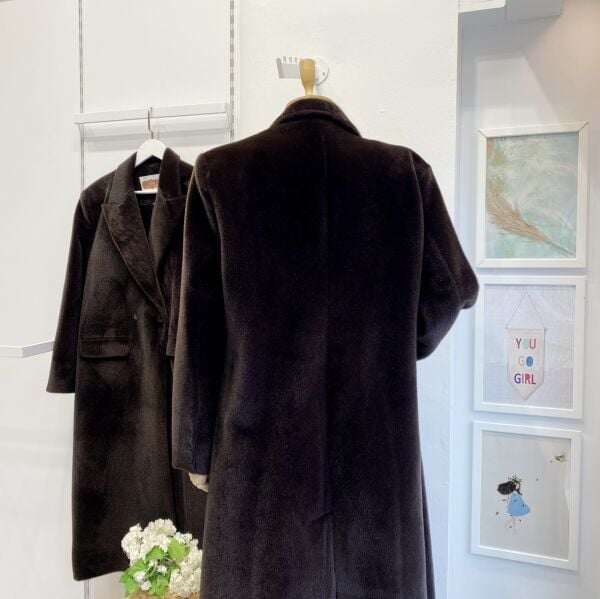 Acı Kahve Angora Kumaş Kaban