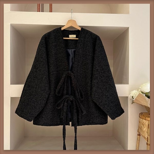 Siyah Bağcıklı Sandel Ceket