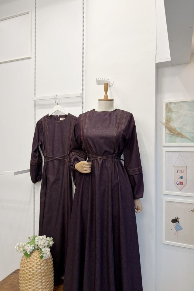 Mürdüm Kot Kumaş Alize Elbise