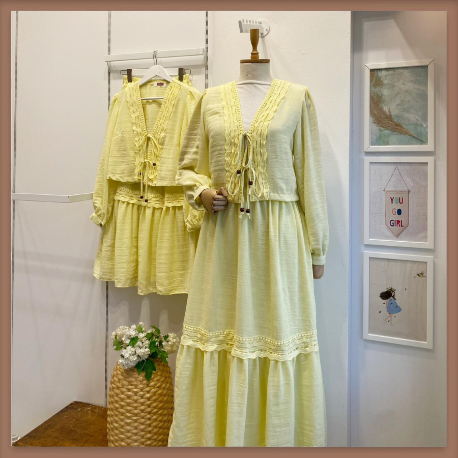 Sarı Frisson Müslin Takım