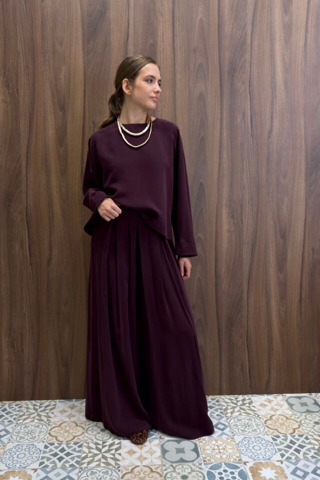 Bordo Calia Modal Pantolon Takım