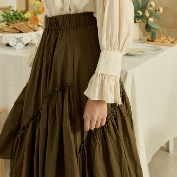 Haki Yeşili Ajouter Vual Keten Etek X The Taste Of Things