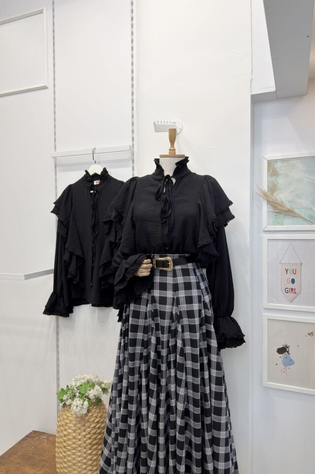 Airobin Kumaş Siyah Lunella Gömlek