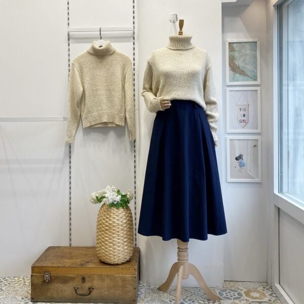 Lacivert Clemence Poplin Etek