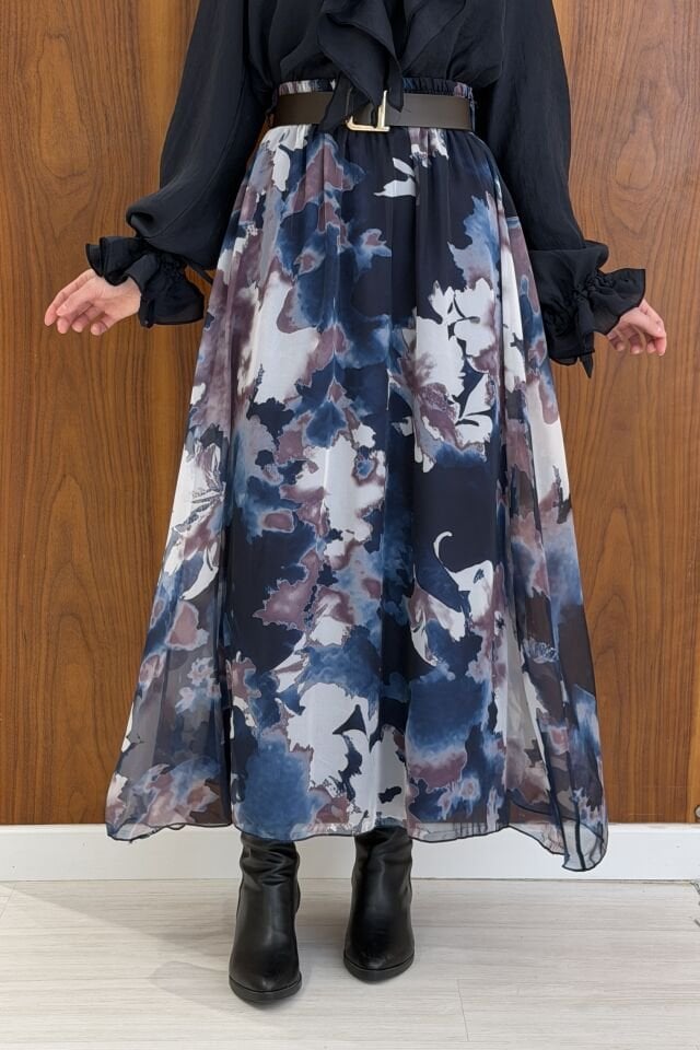 Lacivert Volanlı Gömlek Detaylı Mira Takım