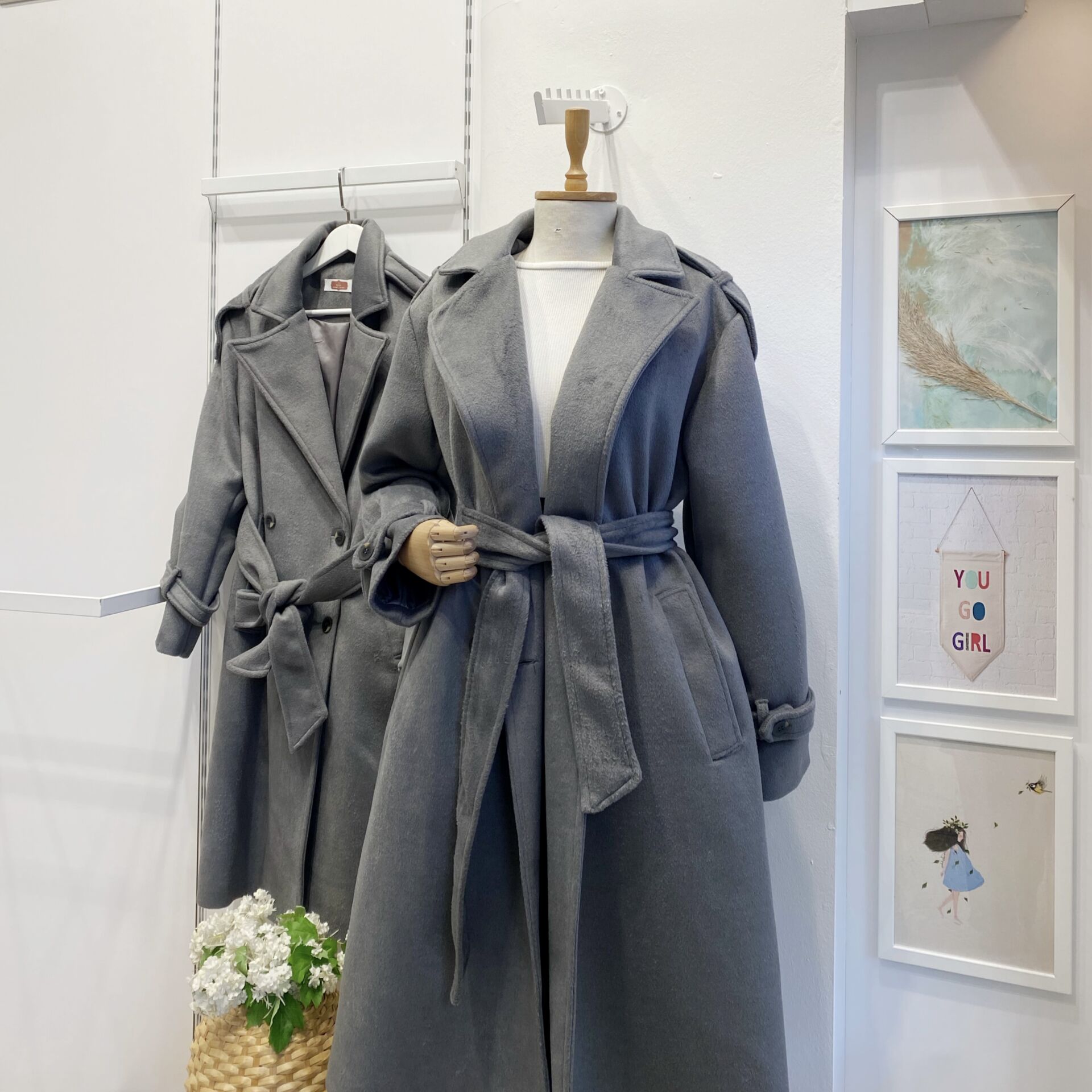 Gri Nuance Tay Tüyü Kaban