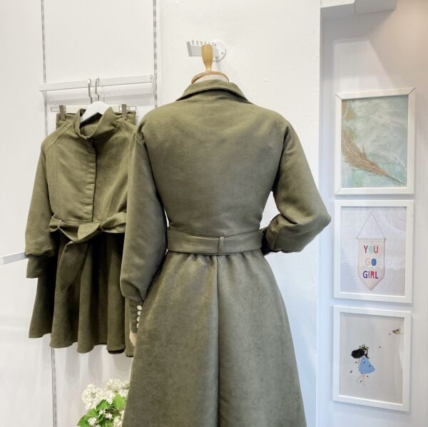 Haki Yeşili Nubuk Kumaş Marigold Takım