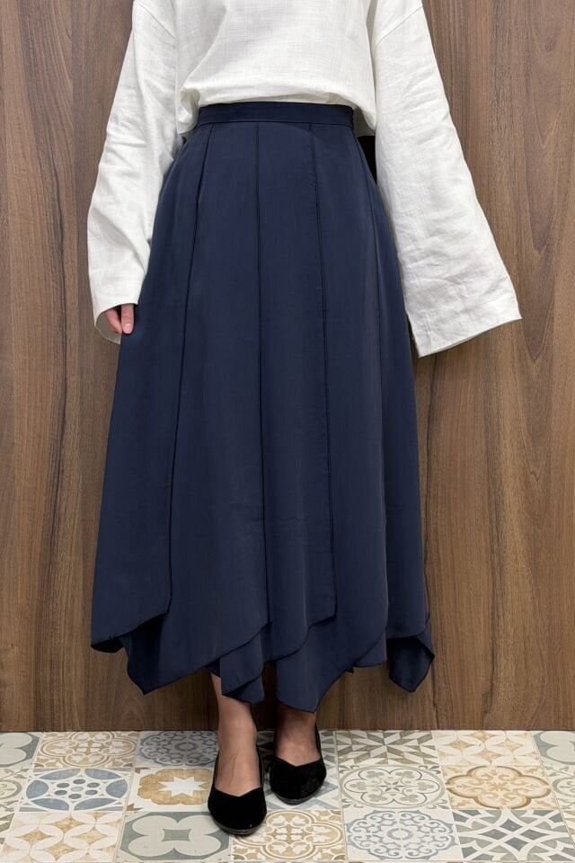 Lacivert Parçalı Vesperia Etek