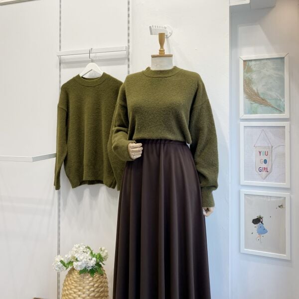 Koyu Yeşil Soline Kazak