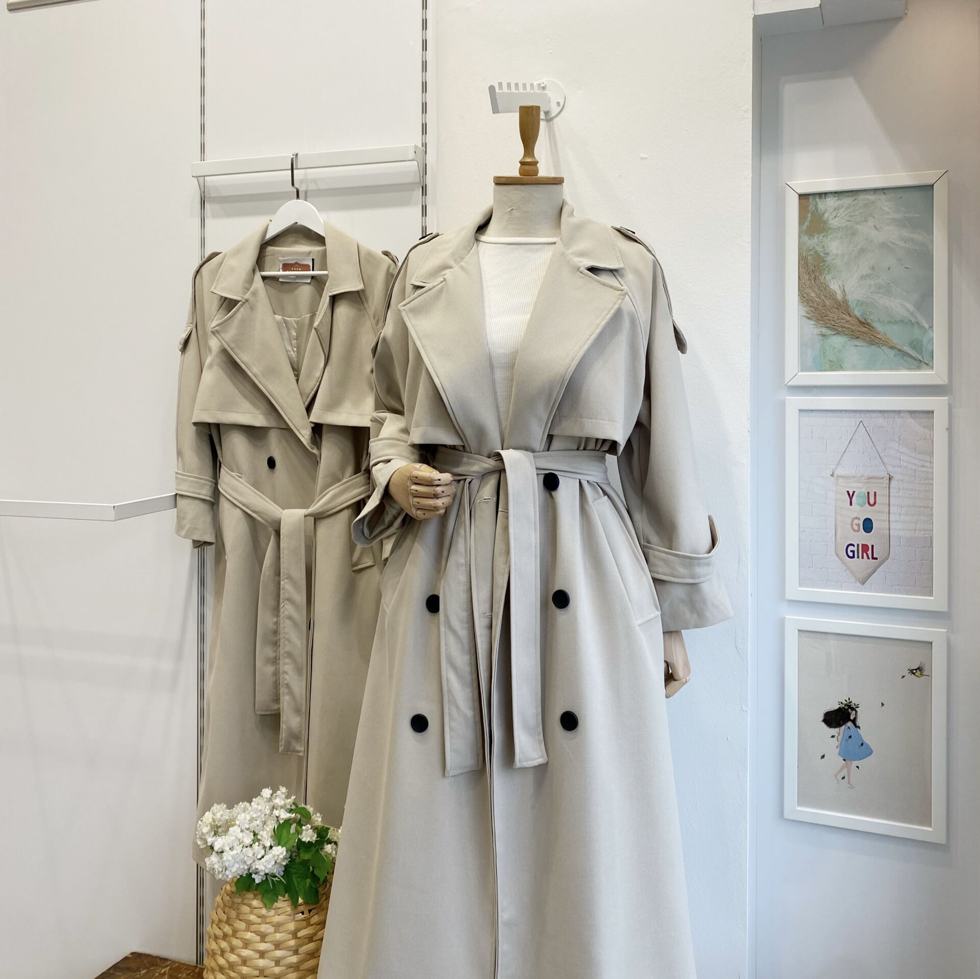 Krem Atlas Kumaş Opaline Trençkot