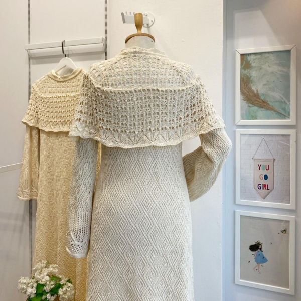 Ekru Ajurlu Dream Örme Triko Elbise