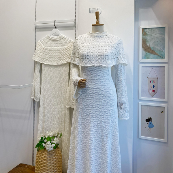 Beyaz Ajurlu Dream Örme Triko Elbise