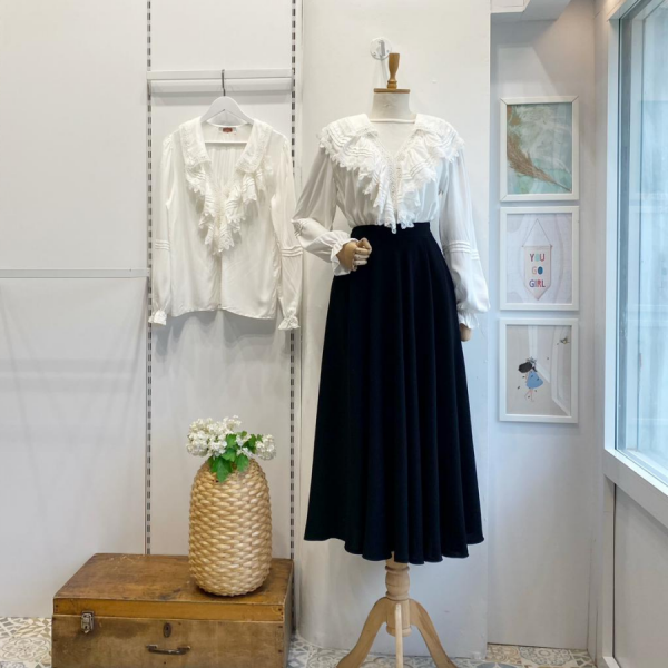 Siyah İki Pileli Seren Etek