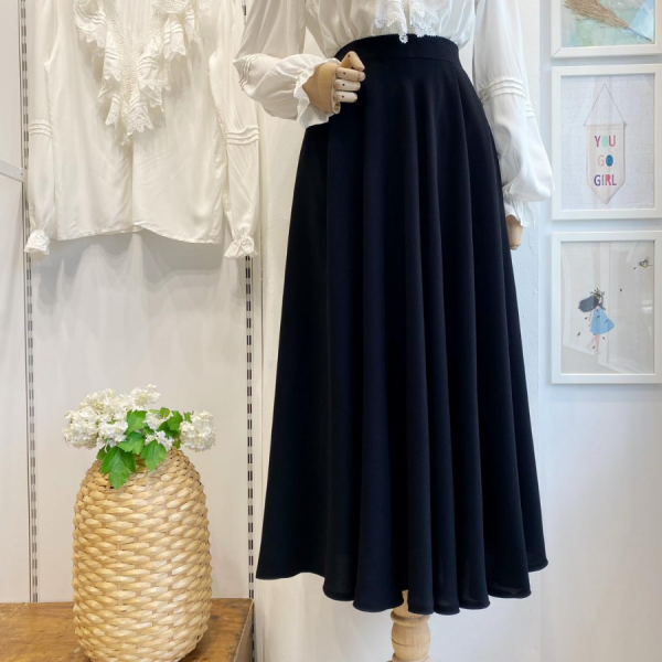 Siyah İki Pileli Seren Etek