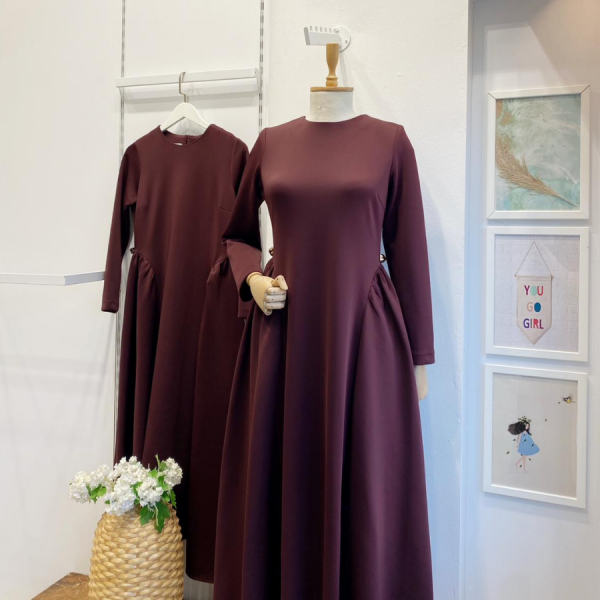 Bordo Scuba Kumaş Atine Elbise