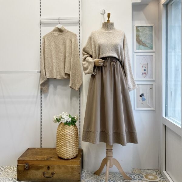 Koyu Vizon Beli Lastikli Zeran Etek