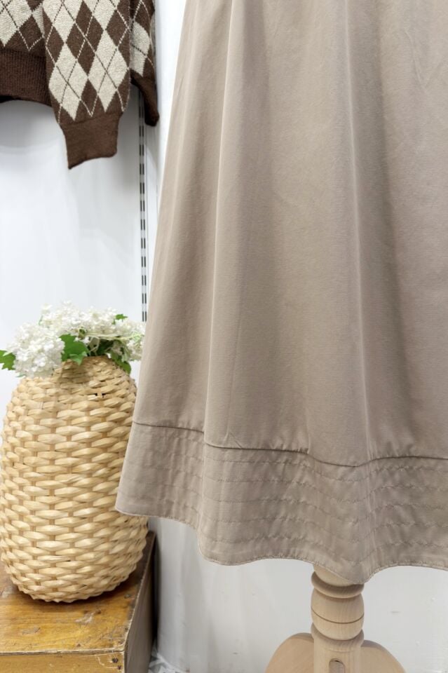 Koyu Vizon Beli Lastikli Zeran Etek