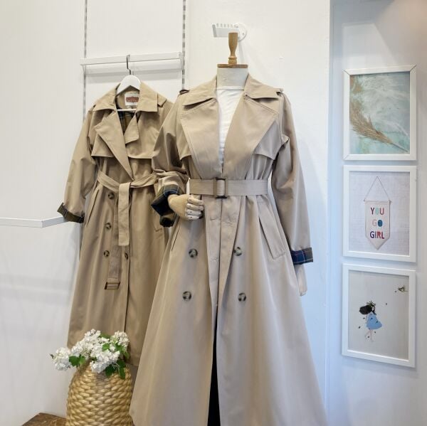 Ekose Astarlı Gabardin Trençkot