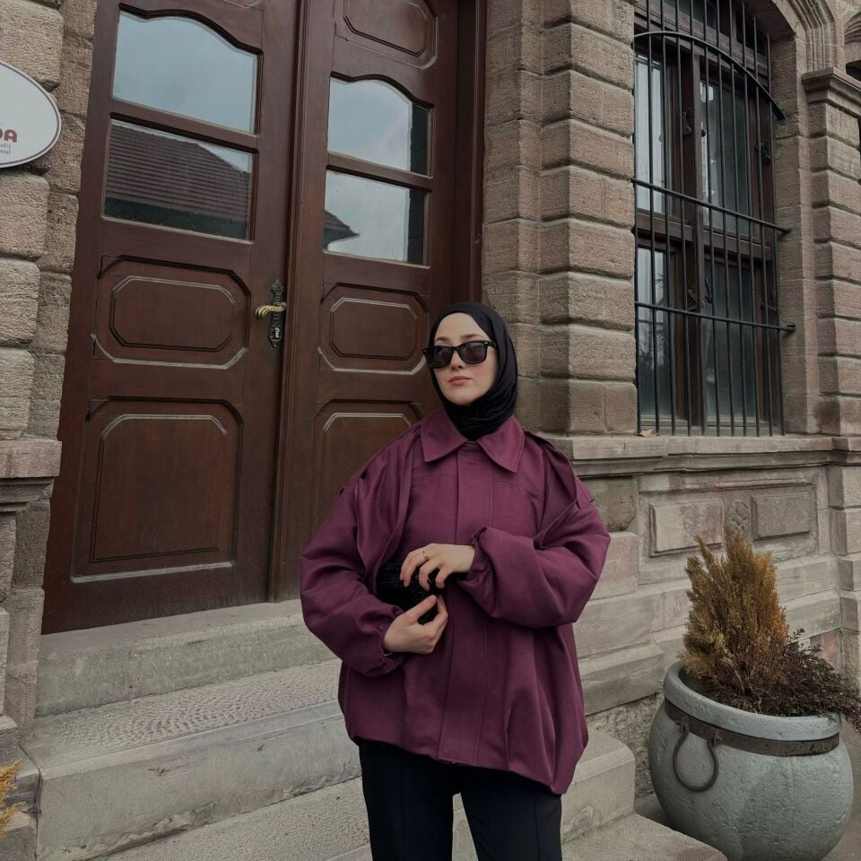 Faya Girls x Mürdüm Fular Detaylı Süet Bomber Ceket