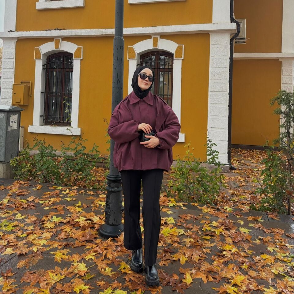 Faya Girls x Mürdüm Fular Detaylı Süet Bomber Ceket