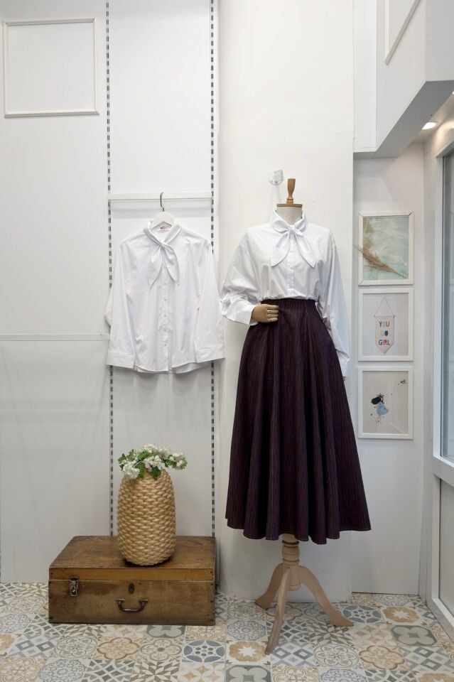 Mürdüm Yağmur Desenli Viskon Etek