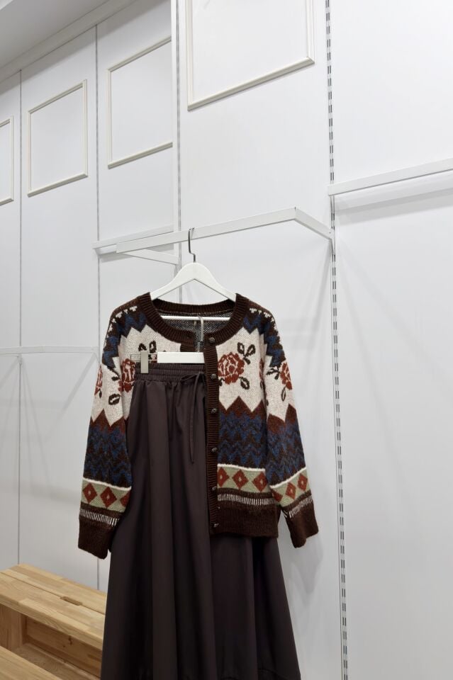 Kahverengi Desenli Ameline Hırka