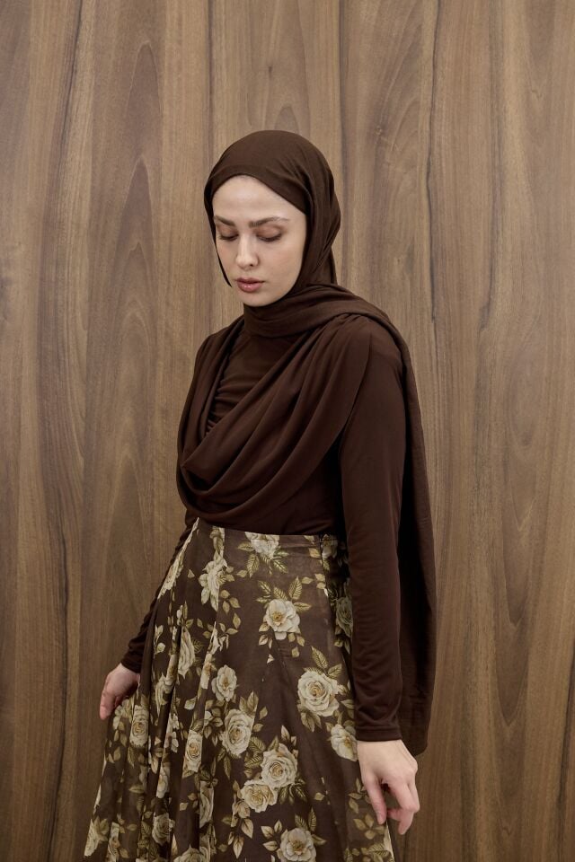 Kahverengi  Flotte Dökümlü Bluz