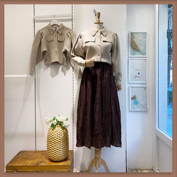 Beli lastikli acı kahve vual keten etek