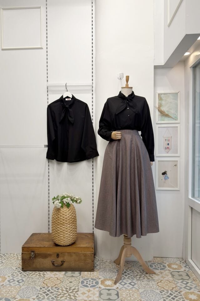 Vizon Yağmur Desenli Viskon Etek