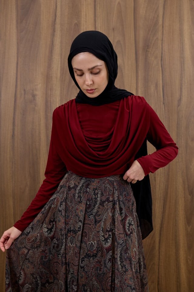 Bordo  Flotte Dökümlü Bluz