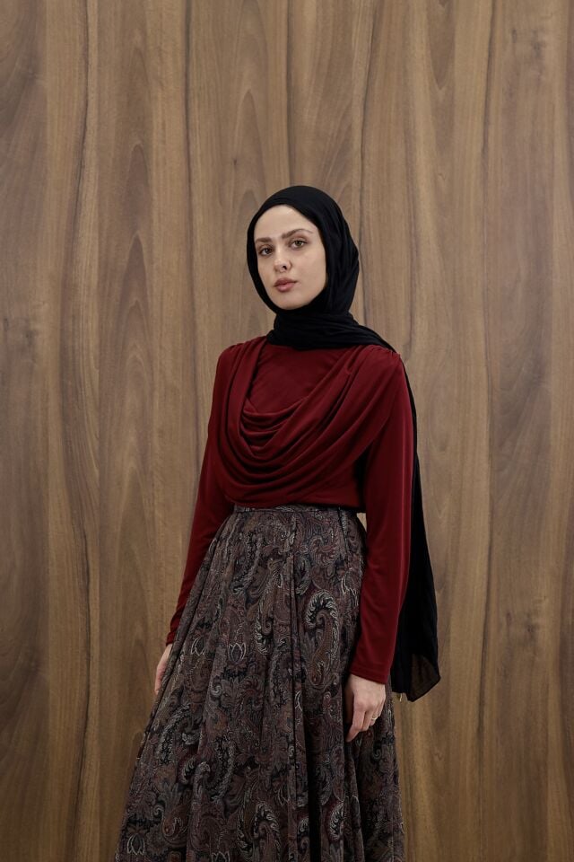 Bordo  Flotte Dökümlü Bluz