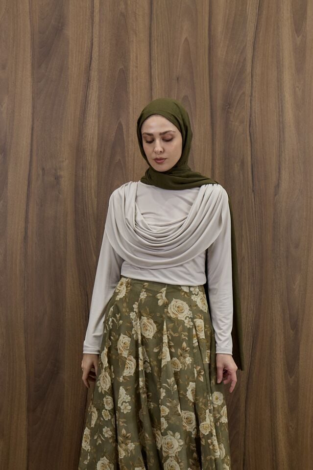 Krem Flotte Dökümlü Bluz