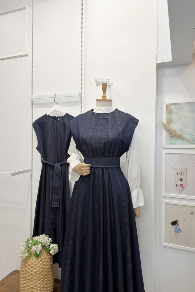 Lacivert Dikiş Detaylı Penny Kot Jile