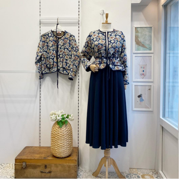 Lacivert İki Pileli Seren Etek