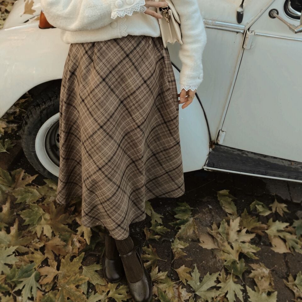 Faya Girls x Camel Ekose Desenli Loom Etek