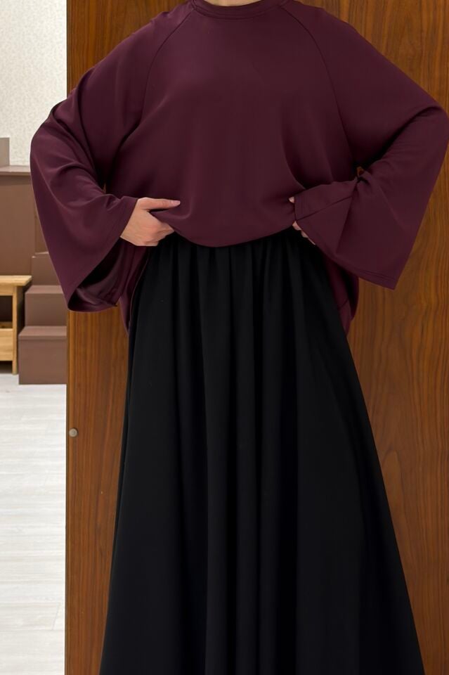 Mürdüm Beli Bağcıklı Basic Tunik