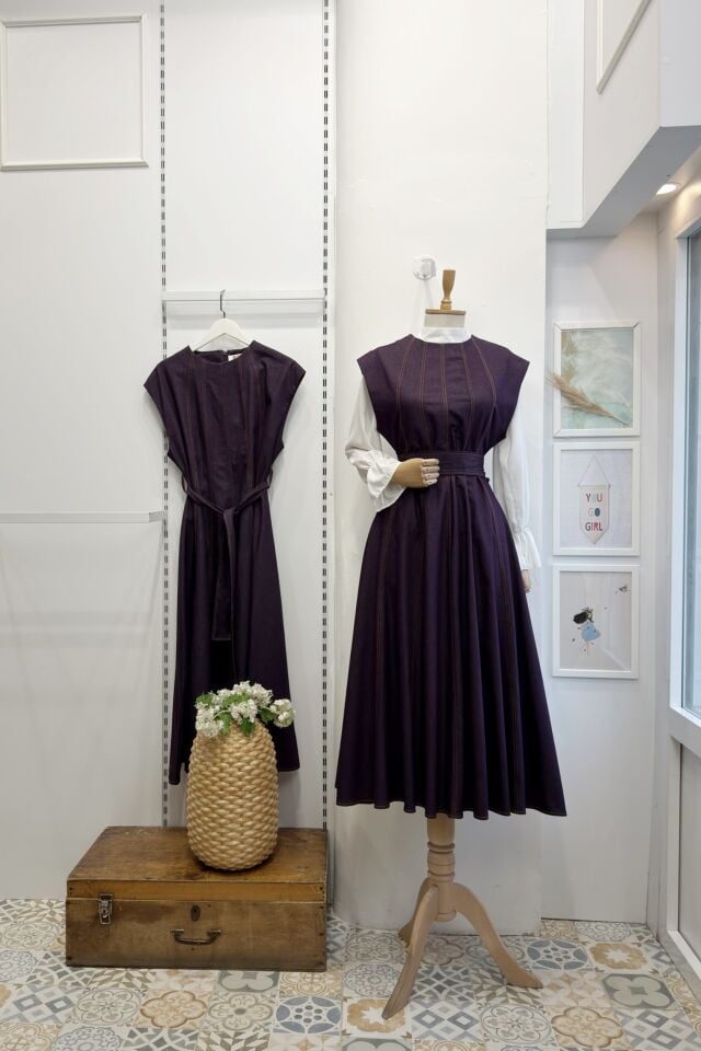 Mürdüm Dikiş Detaylı Penny Kot Jile