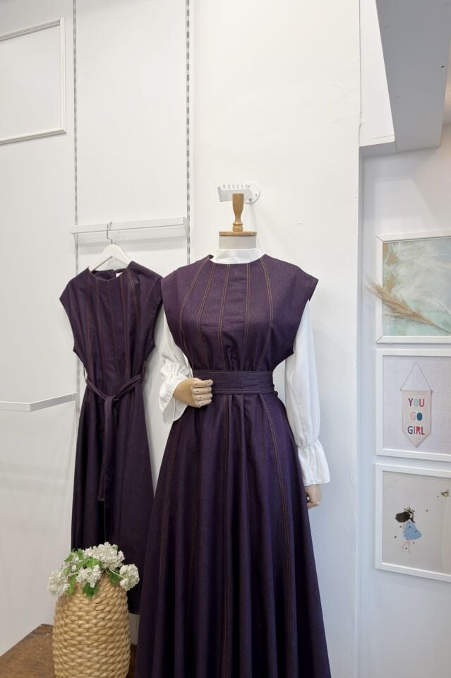 Mürdüm Dikiş Detaylı Penny Kot Jile