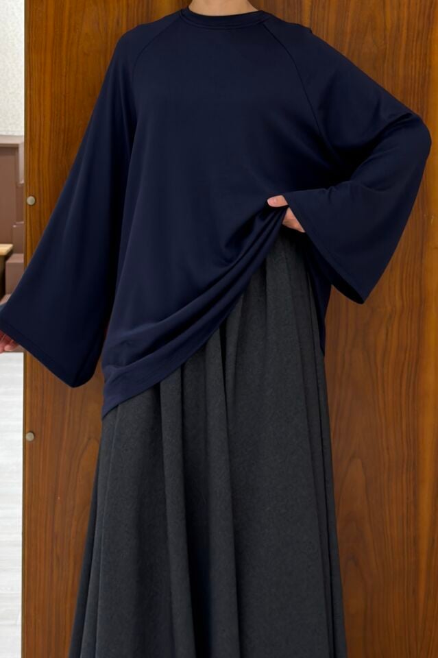 Lacivert Beli Bağcıklı Basic Tunik