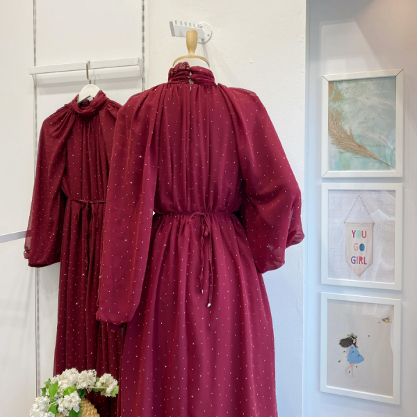 Bordo Şifon Serapha Abiye