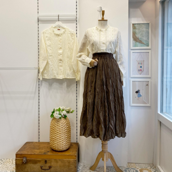 Beli lastikli haki yeşili vual keten etek