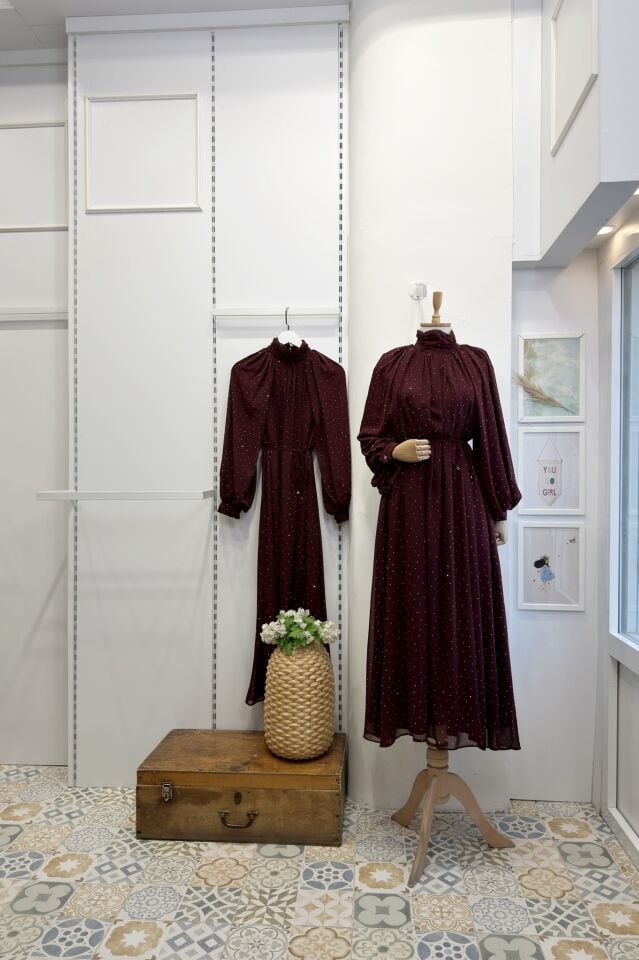 Bordo Şifon Serapha Abiye