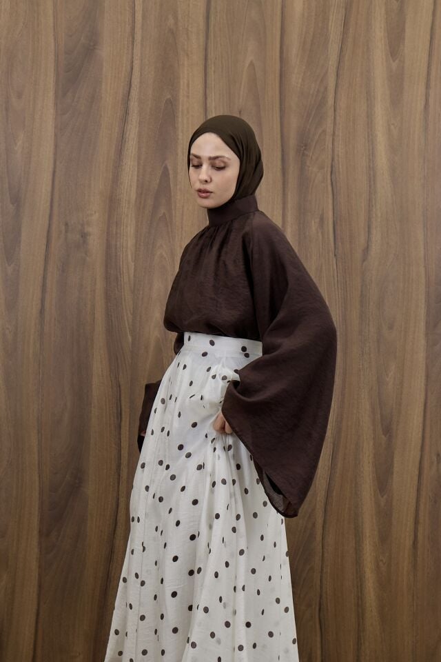 Kahverengi Şifon Velissa Bluz