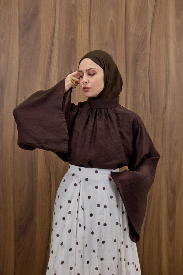 Kahverengi Şifon Velissa Bluz