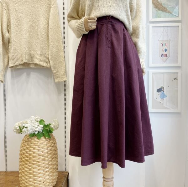 Mürdüm Poplin Kumaş Cinder Etek