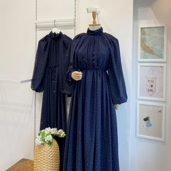 Lacivert Şifon Serapha Abiye