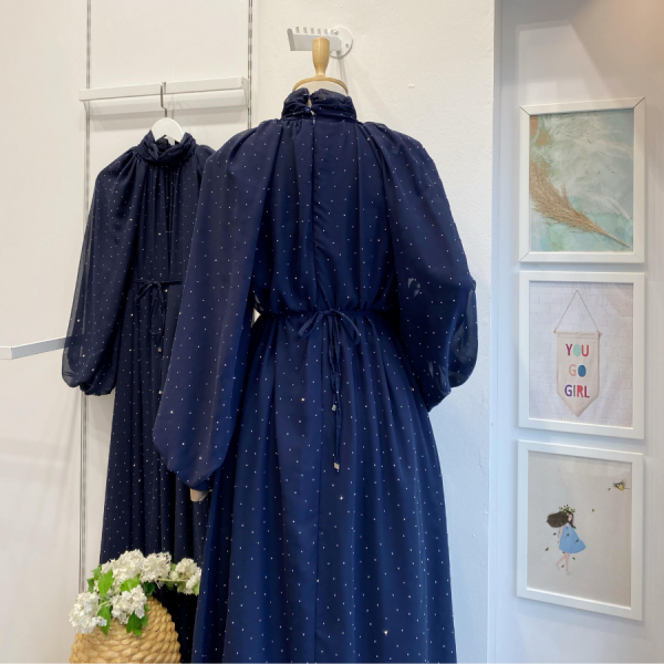 Lacivert Şifon Serapha Abiye