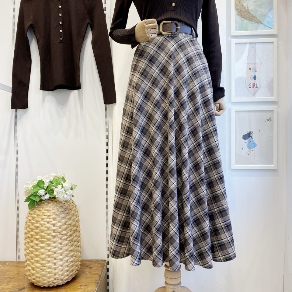 Kahverengi Ekose Desenli Loom Etek