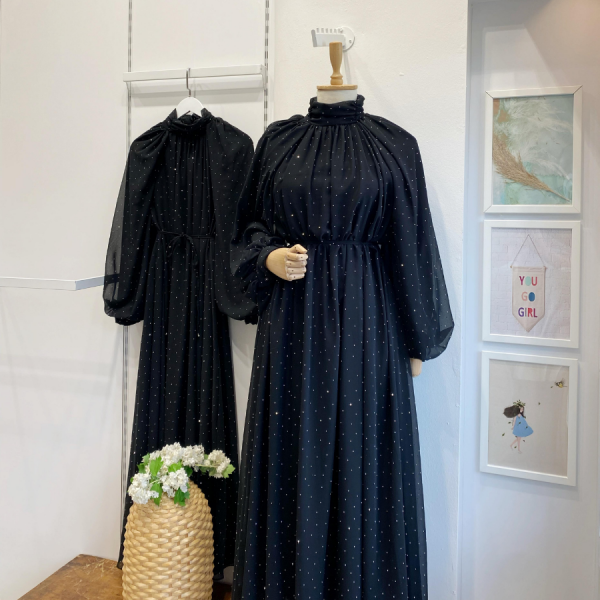 Siyah Şifon Serapha Abiye