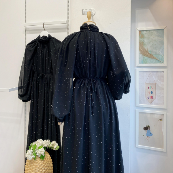 Siyah Şifon Serapha Abiye